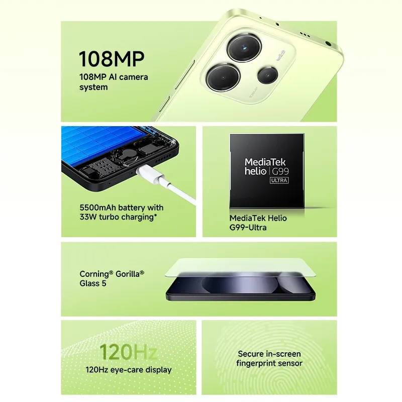 【Brand+】Global Version Xiaomi Redmi Note 14 MediaTek Helio G99-Ultra 108MP AI 5500mAh 6.67" AMOLED 120Hz Display - Imagen 3