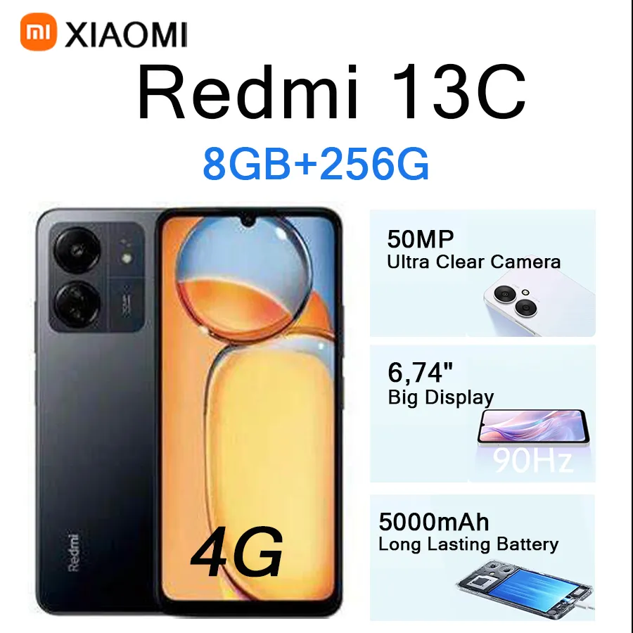 Xiaomi Redmi 13C Smartphone 8GB RAM 256GB ROM 6.74 Inch HD Display Long Lasting Battery Premium Mobile Phone - Imagen 4