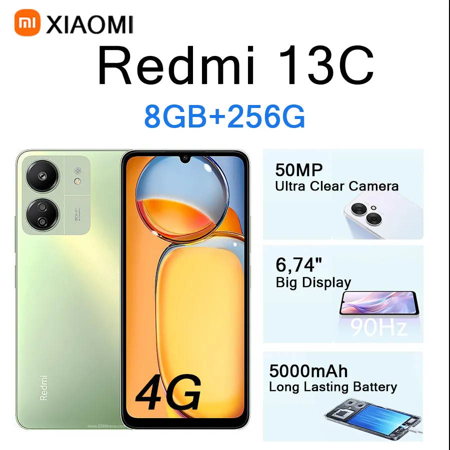 Xiaomi Redmi 13C Smartphone 8GB RAM 256GB ROM 6.74 Inch HD Display Long Lasting Battery Premium Mobile Phone - Imagen 2