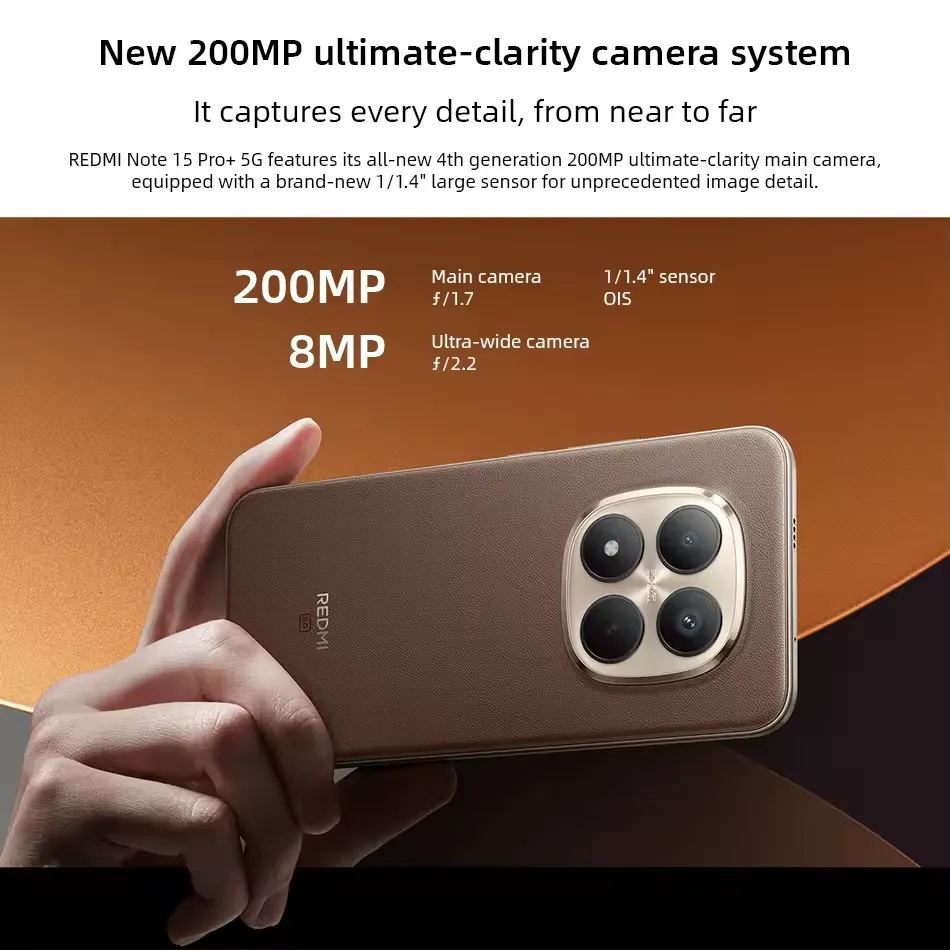 Global Version Xiaomi Redmi Note 15 Pro Plus+ 5G Smartphone Snapdragon 7s Gen 4 NFC 6500mAh 100W 6.83" CrystalRes AMOLED - Imagen 5