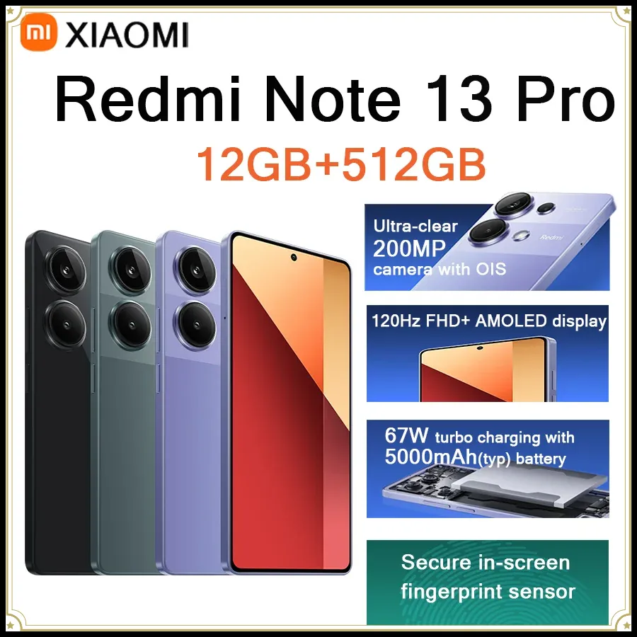 Xiaomi Redmi Note 13 Pro 5G Global ROM Smartphone 6.67" 120Hz AMOLED 200MP OIS Camera 67W Fast Charge 5000mAh NFC Smartphone - Imagen 1