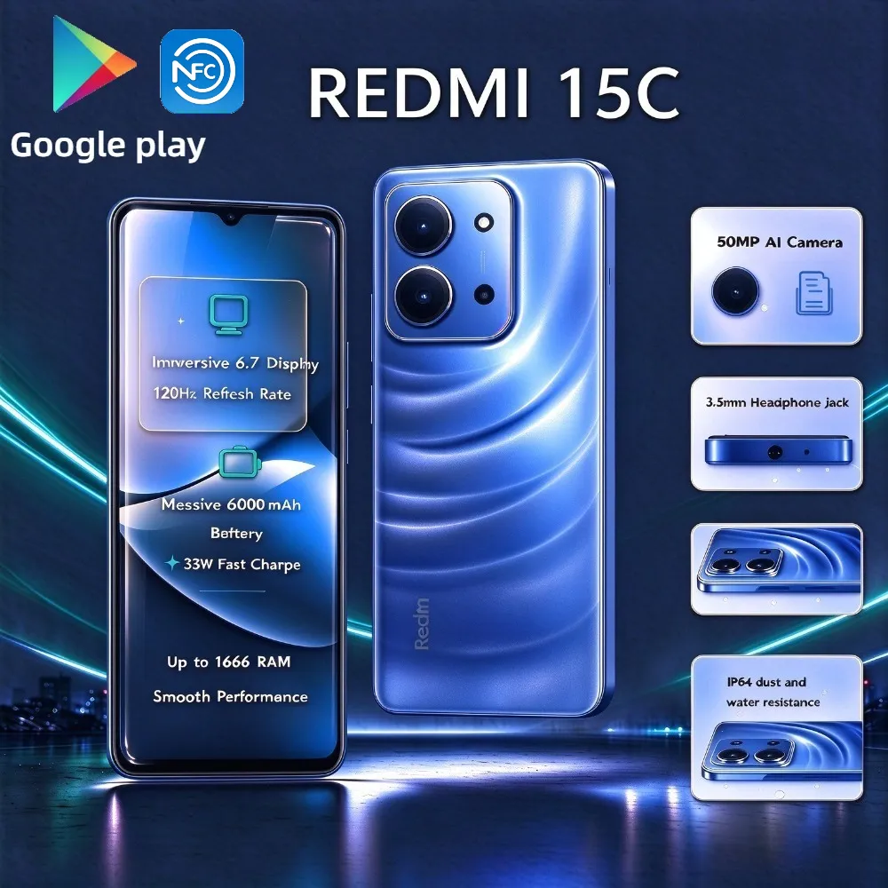 2026 New Xiaomi Redmi 15C global Smartphone 120Hz Screen 6000mAh Battery 5G Dual-SIM 8core Processor Mobile Phone 8+256GB Memory - Imagen 1