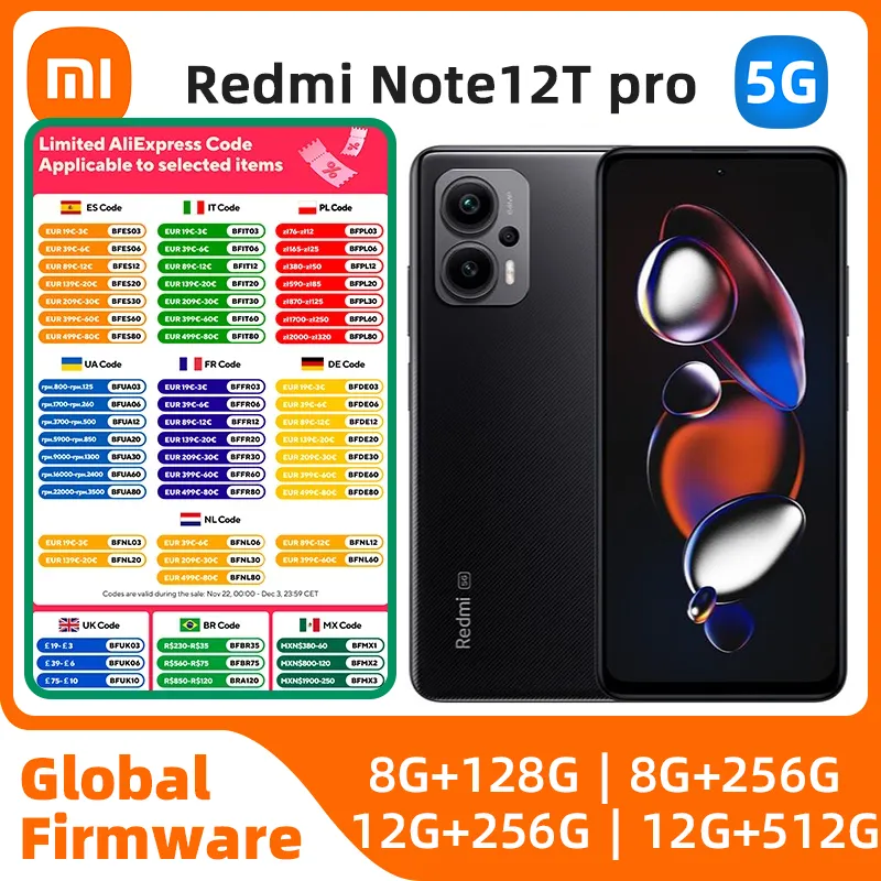 Xiaomi Redmi Note 12T Pro 5G 256GB/512GB Dimensity 8200 Ultra 140Hz LCD Display 64MP Triple Camera 5080mAh used phone - Imagen 1