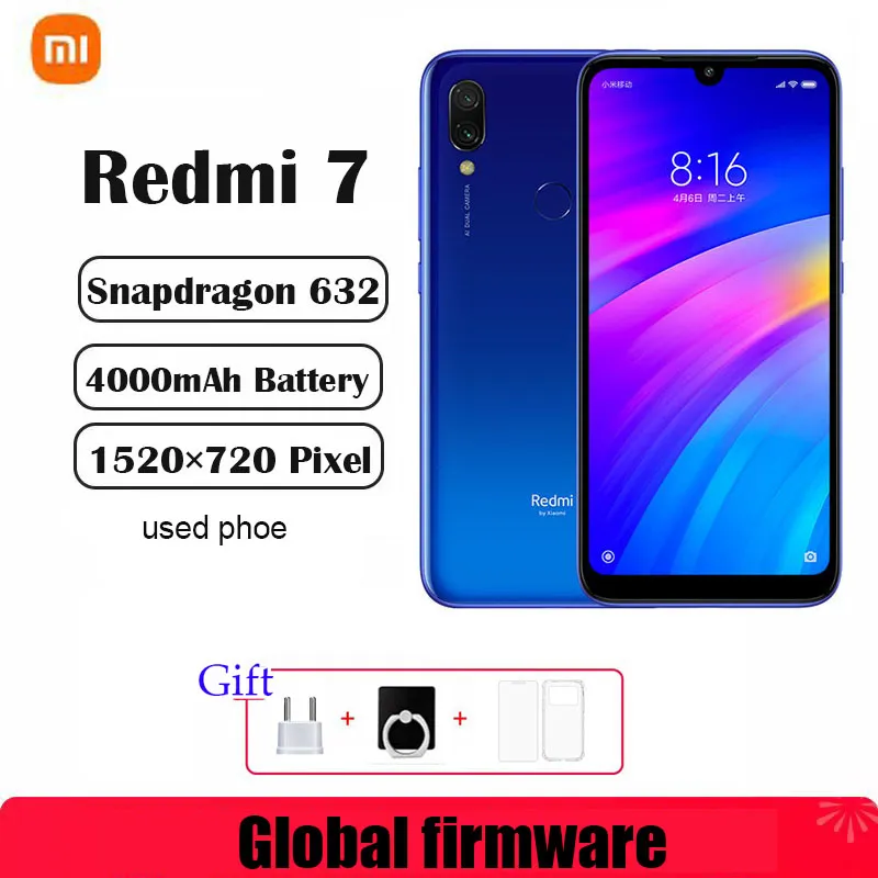 Global Firmware Xiaomi Redmi 7 smartphone  Dual SIM Solt 1520×720pixel 4000mAh Snapdragon 632 Dual Camera used phone - Imagen 1