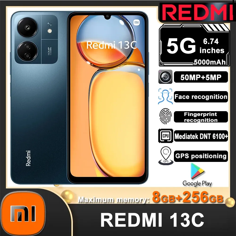 Original SmartPhone Redmi 13C 5G 8GB+256GB 5000mAh Dimensity 6100+ 6.74" ultra-large Display 50MP+5MP AI Camera 18W Battery Type - Imagen 1