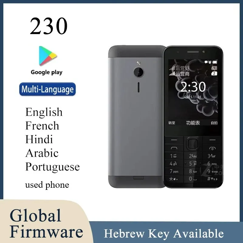 Finland Made 230 Dual Sim Phone Multi Language Front Camera Dumbphone Arabic Keyboard unlocked Used Phone - Imagen 1