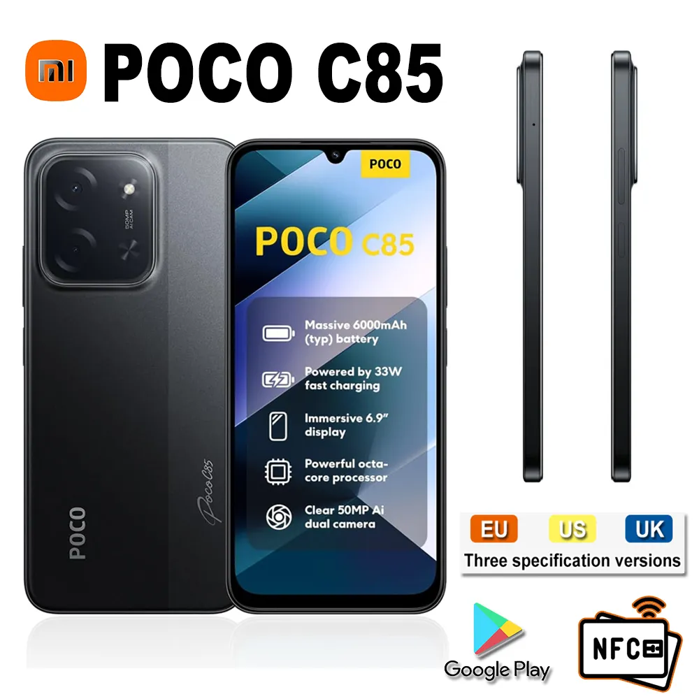 EU/US/UK specification XIAOMI POCO C85 original smart phone 6000mAh/8GB+256GB memory/support GPS/NFC Smart phone - Imagen 1