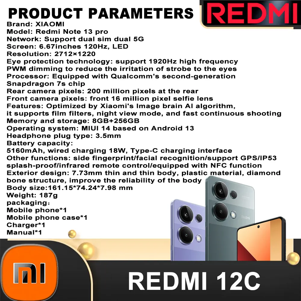 Original XIAOMI Redmi Note 13 pro 5G 6.67-inch 120Hz 2712×1220 resolution 200 million pixels 8GB+256GB with NFC function - Imagen 6