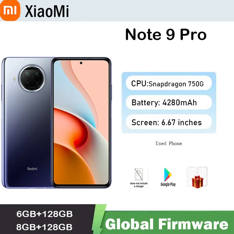 Xiaomi  Redmi Note 9 Pro 5G Smartphone  Global Firmware 6.67-inch 108MP 4820mAh Qualcomm Snapdragon 750G  used phone - Imagen 1