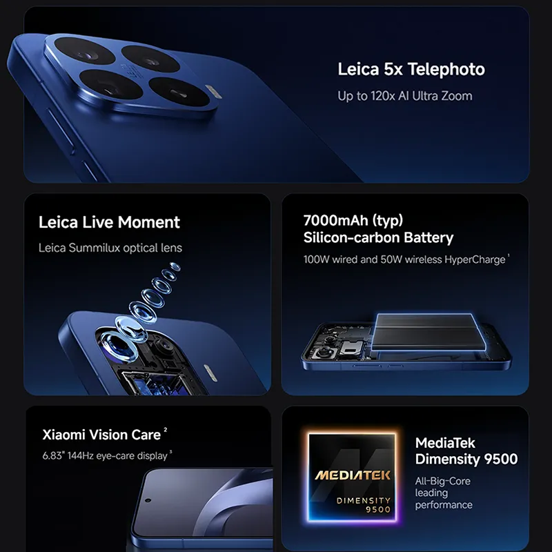 Global Version Xiaomi 17T Pro 5G Smartphone MediaTek Dimensity 9500 1.5K 6.83" AMOLED Display 100W HyperCharge 7000mAh NFC - Imagen 2