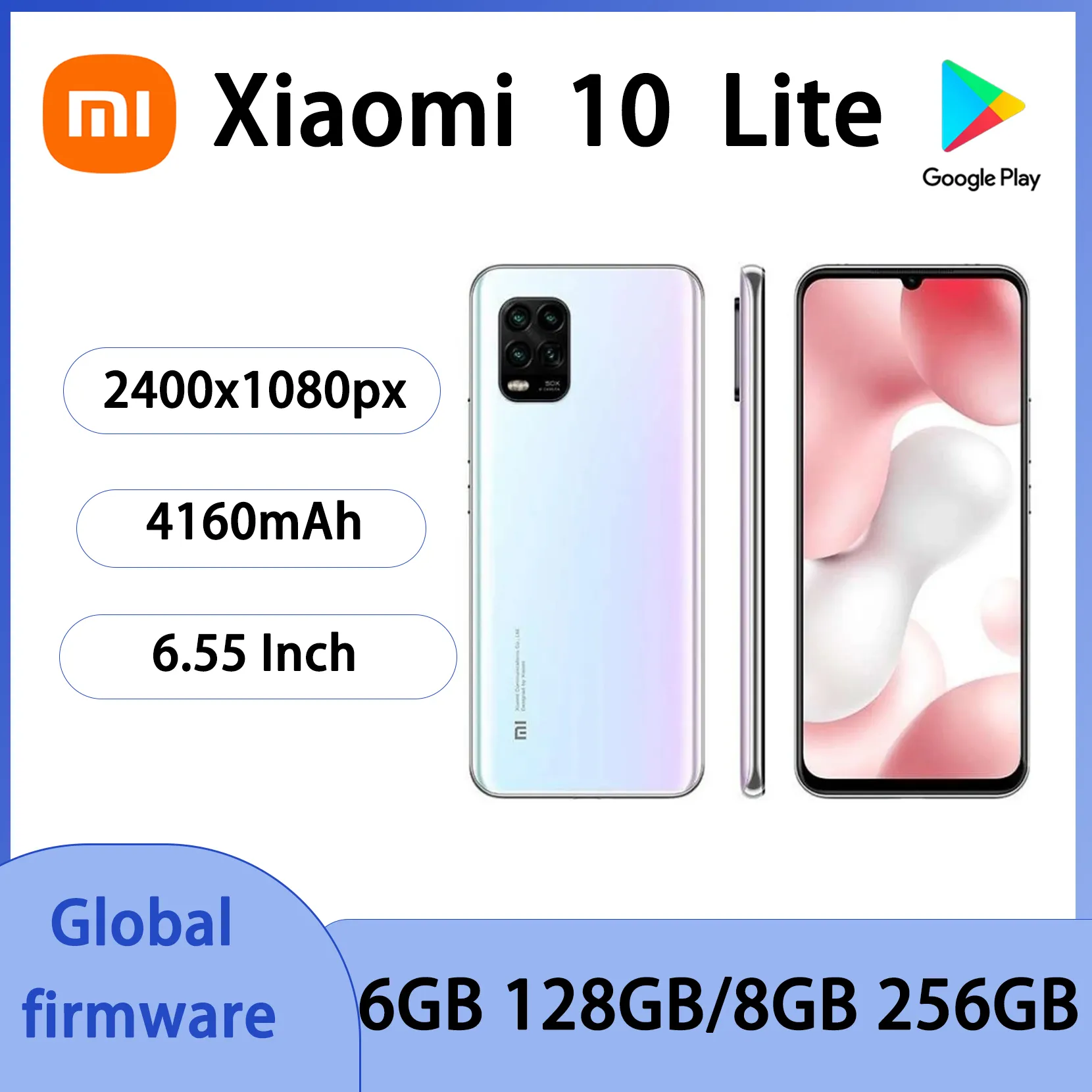 Xiaomi 10 Lite 5G Global Version MIUI 11 smartphone 2400x1080px 4160mAh Snapdragon 765G  33W 128GB 256GB used phone - Imagen 1