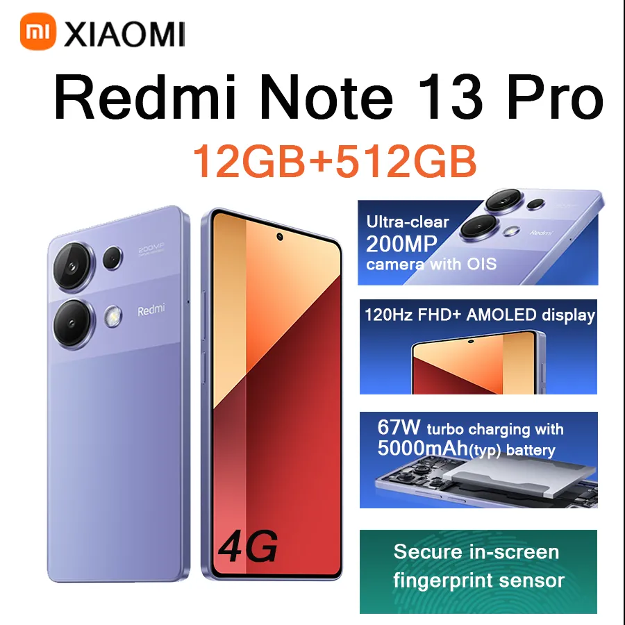 Xiaomi Redmi Note 13 Pro 5G Global ROM Smartphone 6.67" 120Hz AMOLED 200MP OIS Camera 67W Fast Charge 5000mAh NFC Smartphone - Imagen 4
