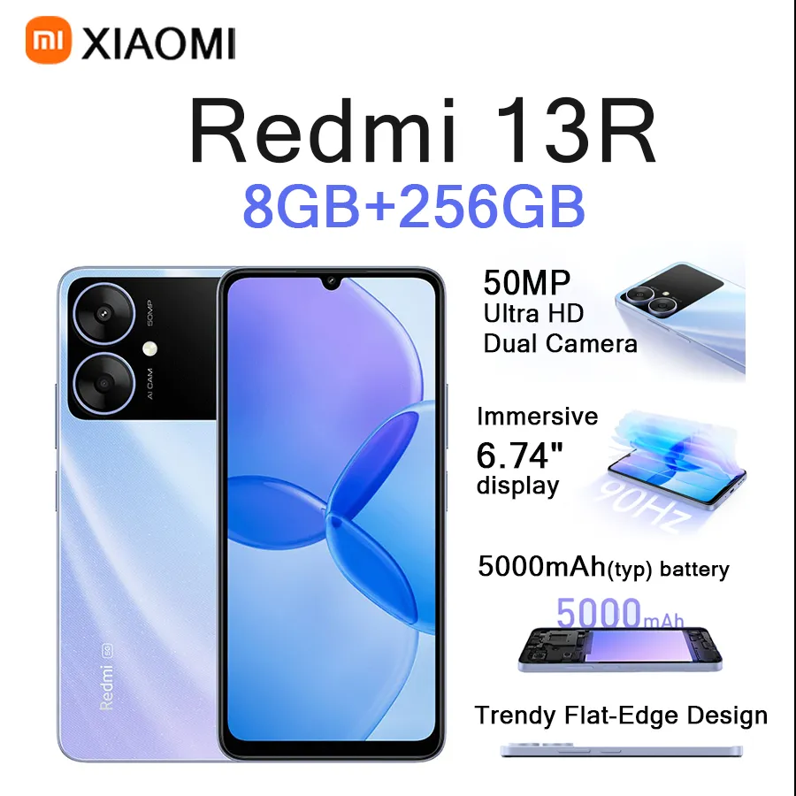  Xiaomi Redmi 13R 6.74" Screen  50MP Ultra HD Dual Cam 5000mAh Battery Flat-Edge Design 8GB+256GB Dual SIM Android Phone - Imagen 4