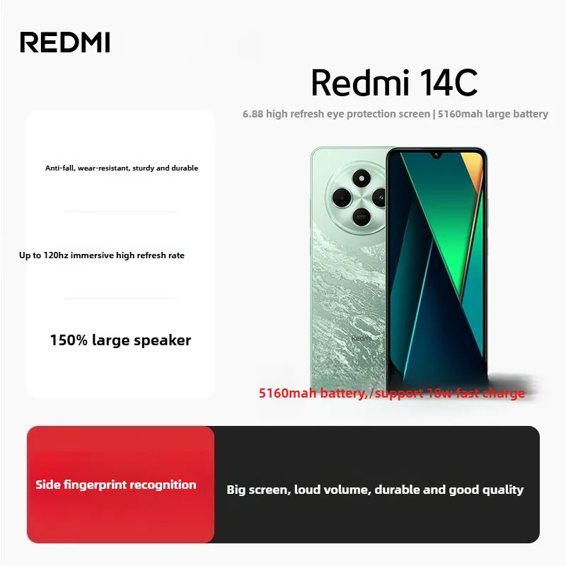 Redmi 14C Global Smartphone 5160mAh Big Battery 18W Fast Charge 6.88" 120Hz Screen 50MP Camera Android Device Mobile Phones - Imagen 1