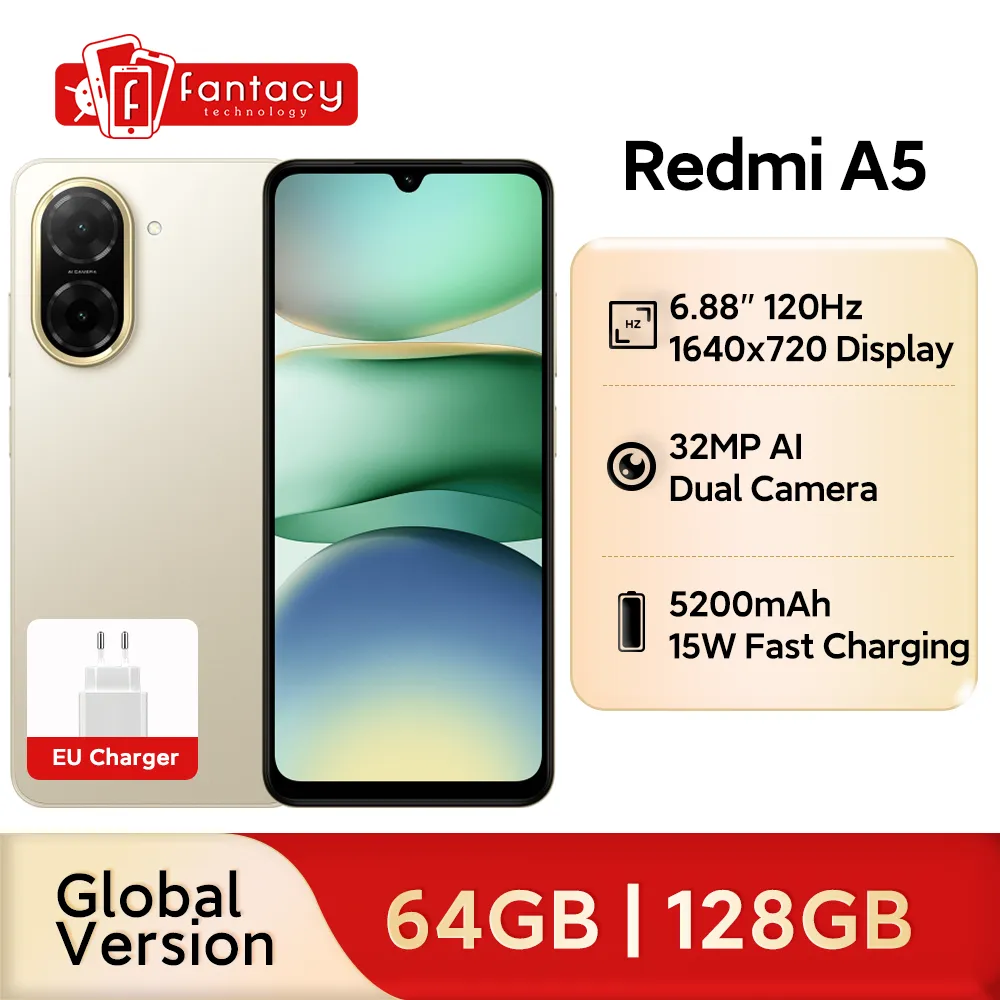 Global Version Xiaomi Redmi A5 No NFC 6.88" 120Hz Display 32MP Camera 5200mAh Large Battery Android 15 Cellphone - Imagen 1