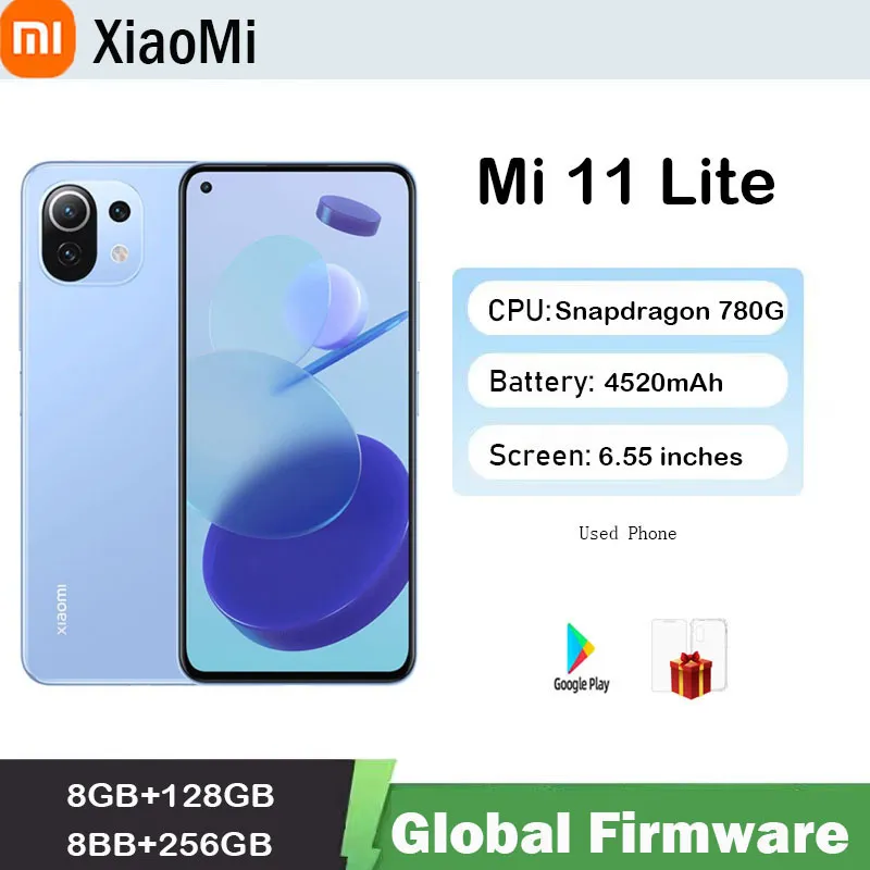 Global firmware Xiaomi mi 11 Lite smartphone 5G  AMOLED Snapdragon 780G 64MP Full Screen 90HZ used phone - Imagen 1