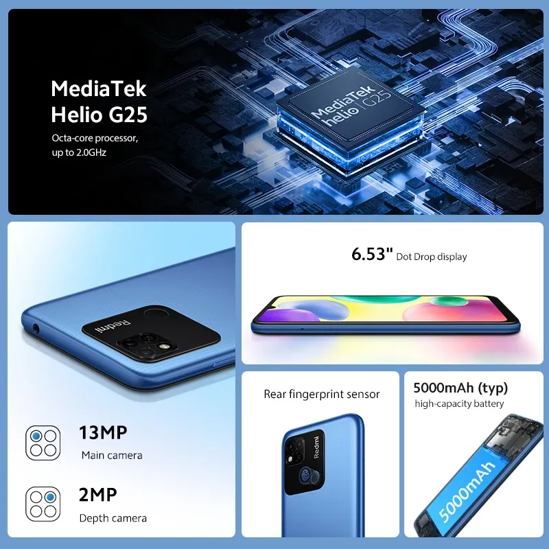 5000mAh Original Xiaomi Redmi 10A Smartphone 6.53' HD Display Helio G25 Octa Core 13MP Fingerprint  4G Used phone - Imagen 2