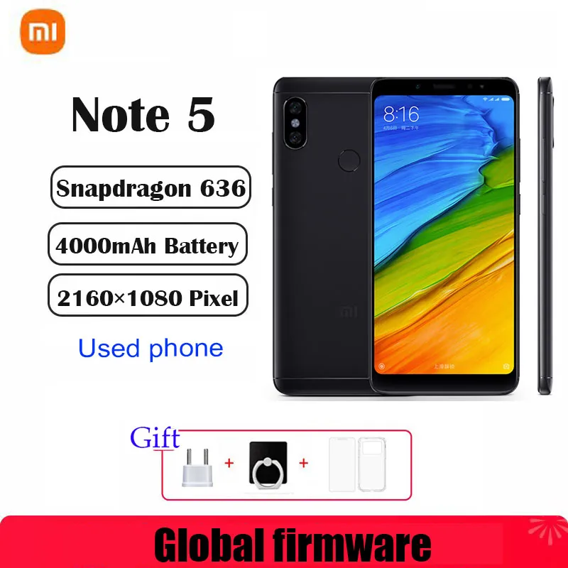 Global firmware  xiaomi Redmi Note 5 Smartphone Snapdragon 636 13.0MP 5.99inch 4000mAh 2160×1080 used phone - Imagen 1