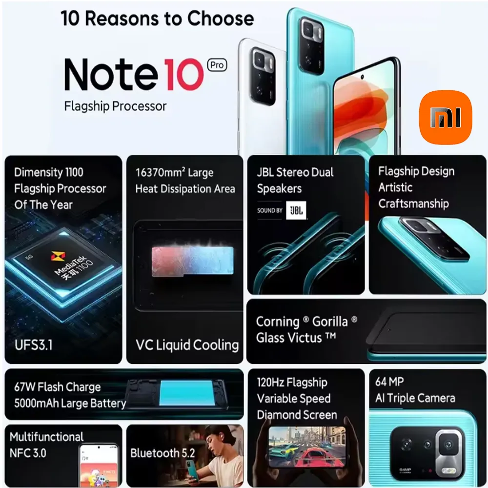 [EU/US/UK specifications] Redmi Note 10 Pro 8GB+128GB 5000mAh 67W/NFC/GPSOriginal 4G Smartphone Xiaomi - Imagen 2