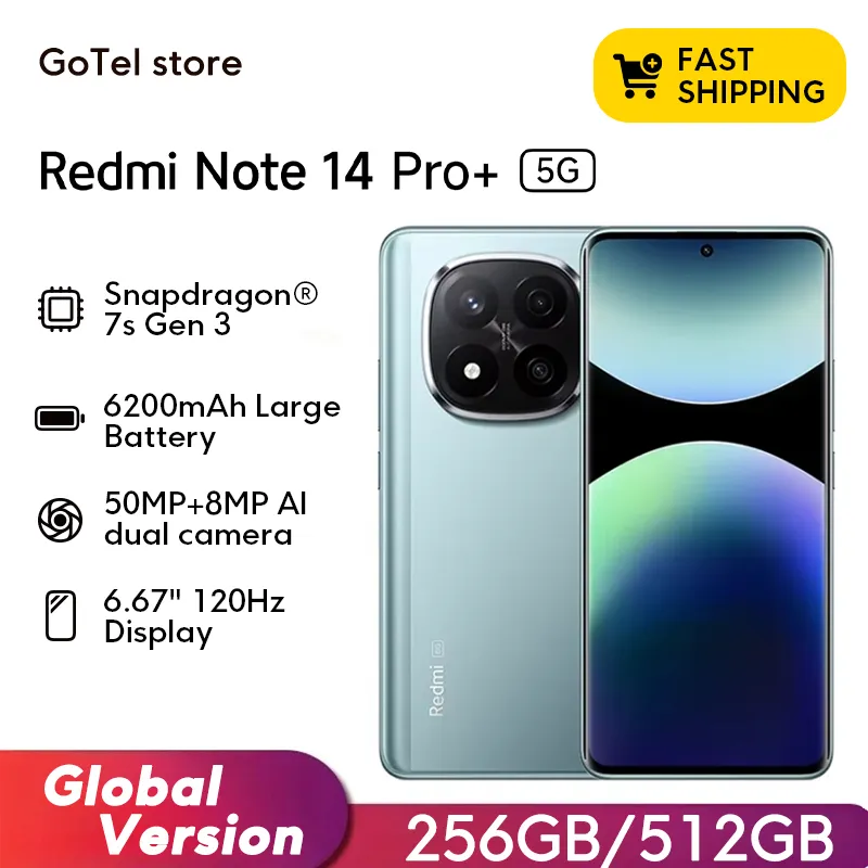 【Brand+】 Xiaomi Redmi Note 14 Pro+ 5G Smartphone 200MP AI camera Snapdragon® 7s Gen 3 120W HyperCharge 6.67 AMOLED display - Imagen 1