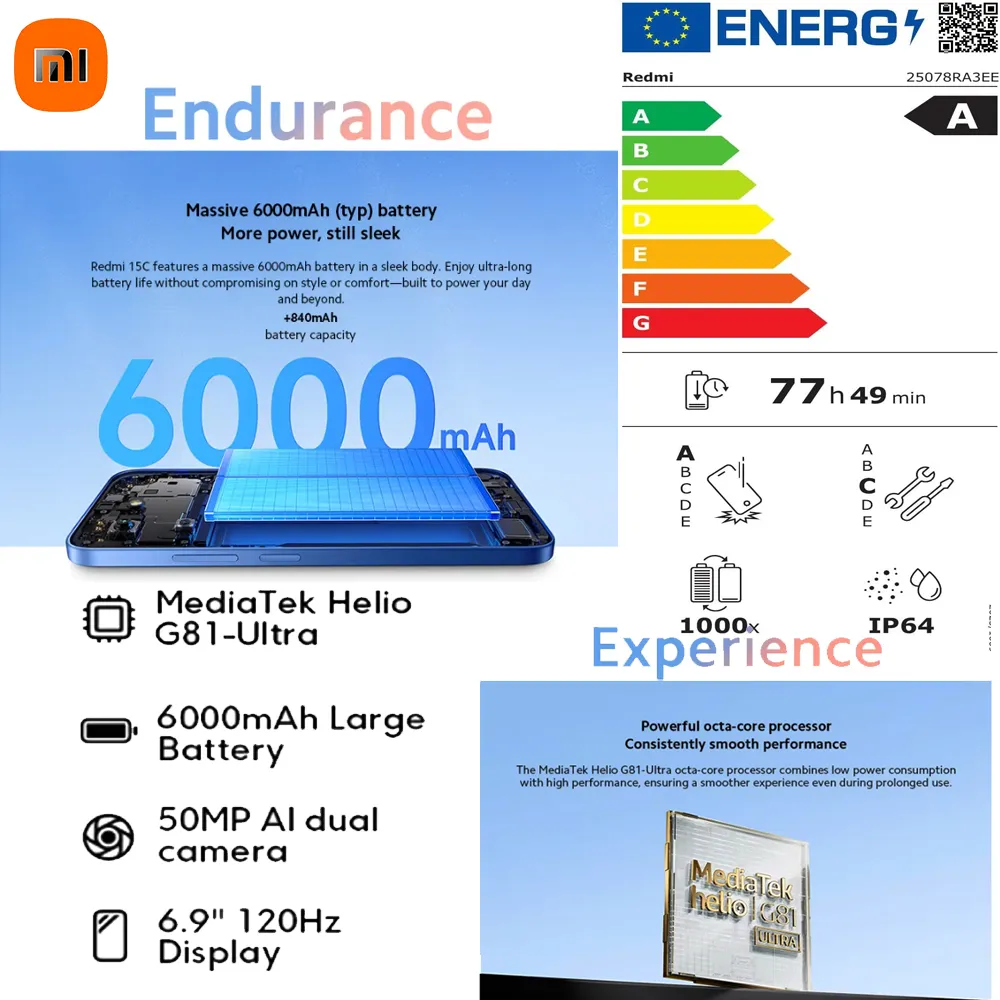 XIAOMI REDMI 15C fashion smartphone 8GB+256GB/6000mah battery capacity/side fingerprint/facial recognition/GPS/NFC - Imagen 4