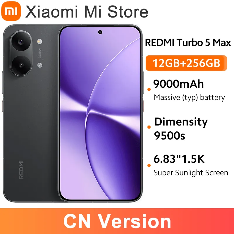 CN version Xiaomi Redmi Turbo 5 Max Smartphone 9500s 9000mAh 100W Charge 50MP IP69K 6.83" 1.5K 3500nits Screen Dimensity - Imagen 1