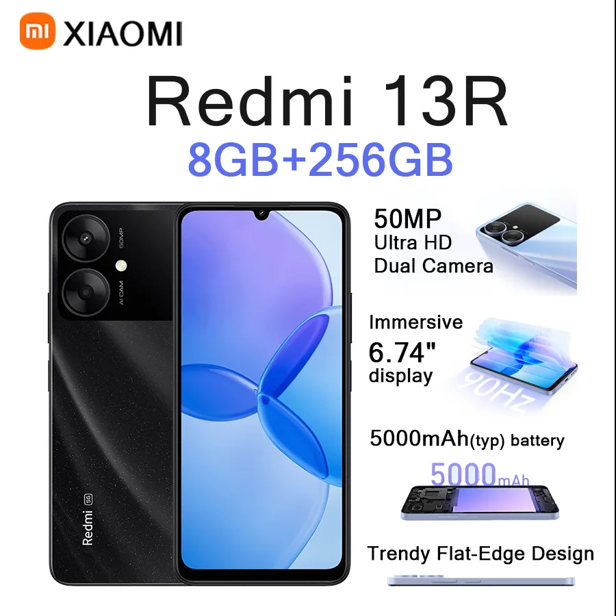  Xiaomi Redmi 13R 6.74" Screen  50MP Ultra HD Dual Cam 5000mAh Battery Flat-Edge Design 8GB+256GB Dual SIM Android Phone - Imagen 2