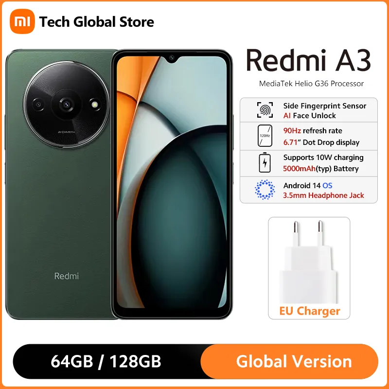 Xiaomi Redmi A3 Global Version 4GB 128GB Smartphone MediaTek Helio G36 Processor 6.71" 90Hz Dot Drop Display 5000mAh Battery - Imagen 1