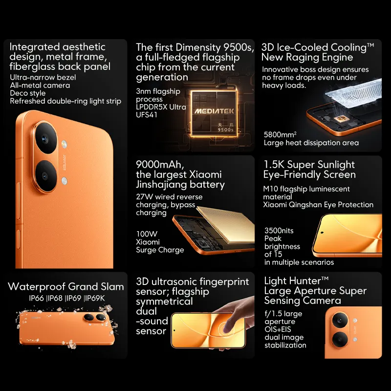 XIAOMI Redmi Turbo 5 Max CN version  6.83" 1.5K 3500nits Screen Dimensity 9500s   9000mAh 100W Charge 50MP IP69K Smartphone - Imagen 4
