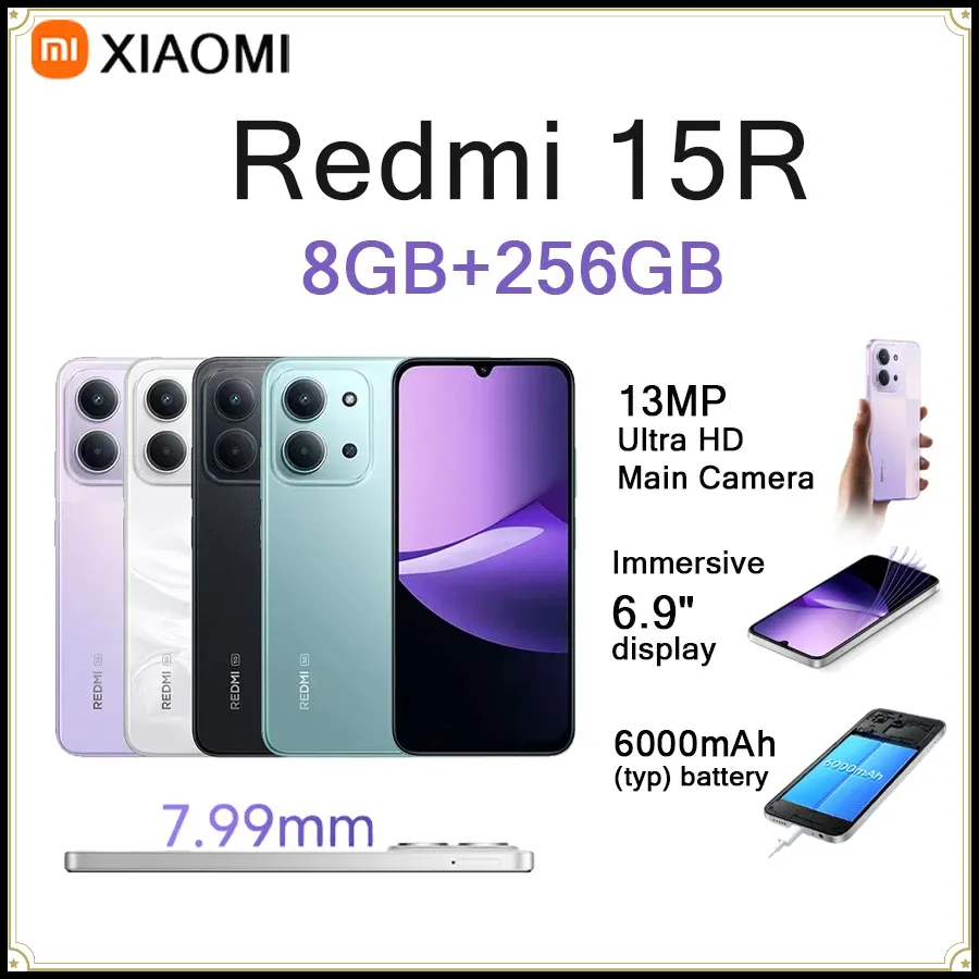 Xiaomi Redmi 15R LTE Smartphone 6.9" 120Hz LCD Display 13MP Cam 6000mAh Battery 33W Dual SIM Dual Standby Unlocked Android Phone - Imagen 1