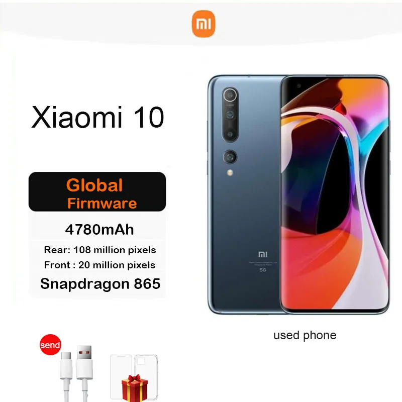 Global Firmware Xiaomi 10 Smartphone 5G 4780mAh No charger Qualcomm Snapdragon865 108mp 6.67inch 470px used phone - Imagen 1