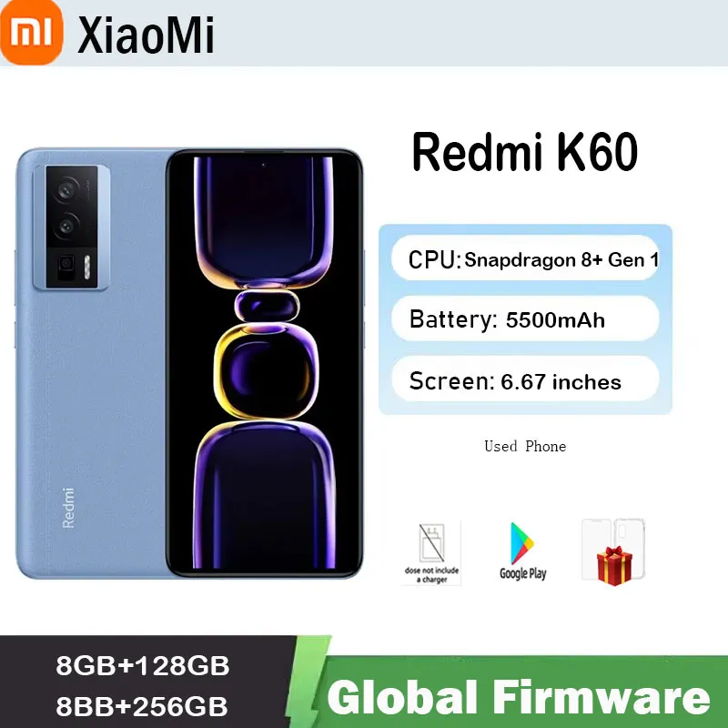 Global firmware xiaomi Redmi K60 5G smartphone 6.67" Snapdragon 8+ 2K Screen 120Hz 64MP Triple Camera 5500mAh  used phone - Imagen 1