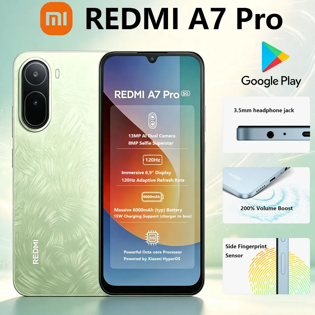 Xiaomi Redmi A7pro Global Version Mobile Phone 5G Dual-SIM 6.9" Display 6000mAh Battery 15W Charging Gaming Smartphone 8GB+256GB - Imagen 1