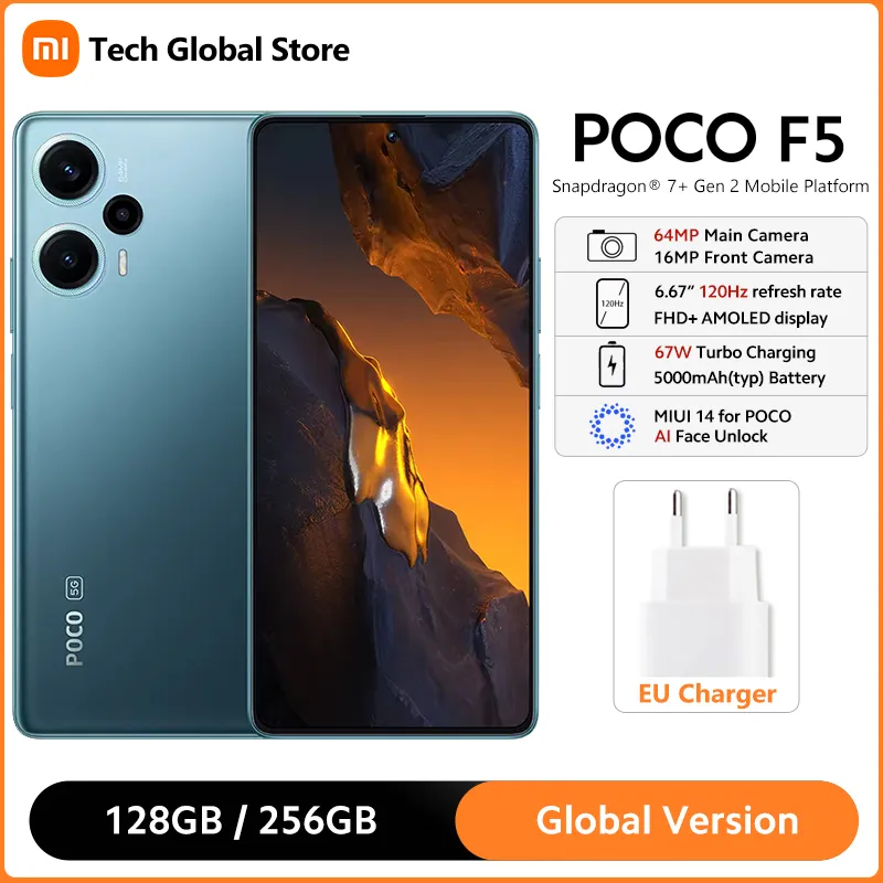 Global Version POCO F5 5G Smartphone Snapdragon 7+ Gen 2 Processor 6.67" 120Hz AMOLED Display 64MP Triple Camera 5000mAh Battery - Imagen 1