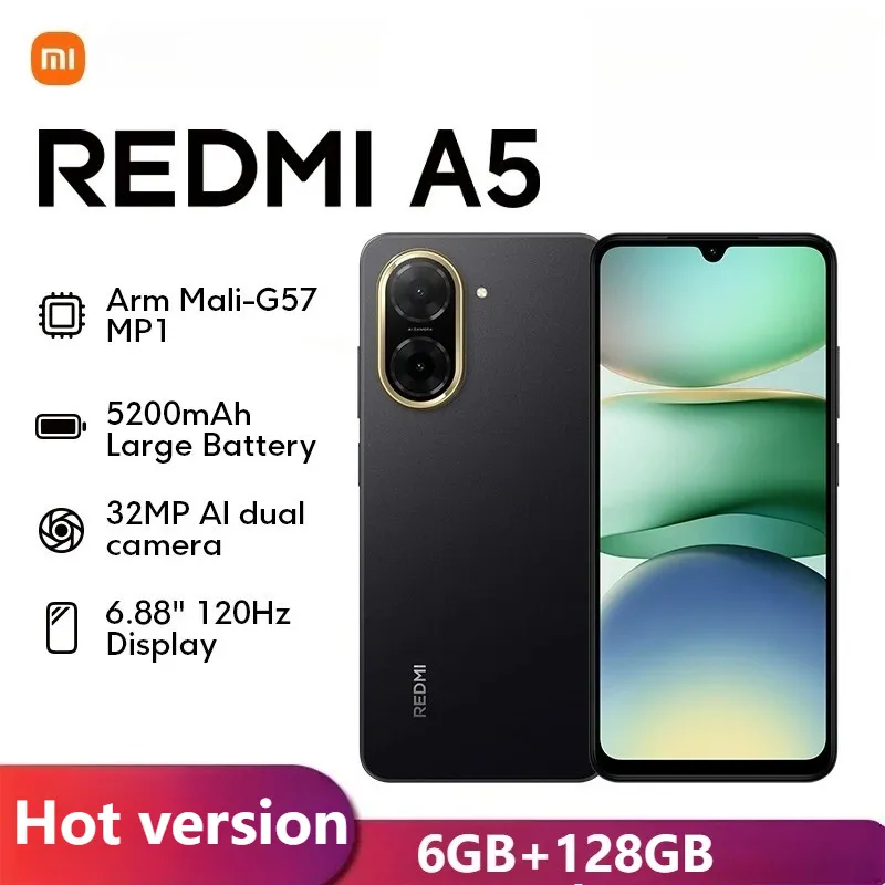 Xiaomi Redmi A5 Global Version Smartphone UNISOC T7250 32MP AI Dual Camera 5200mAh Battery 6.88" Display 15W Fast Charging - Imagen 1