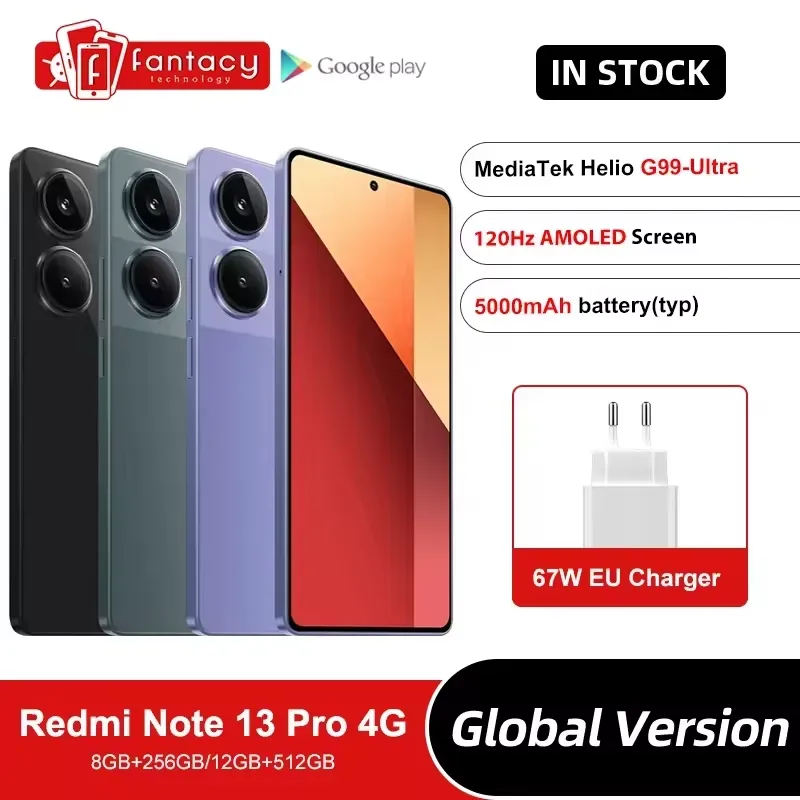 Xiaomi Redmi Note 13 Pro 4G Global Version Helio G99 Ultra 120Hz AMOLED 200MP OIS Camera 67W NFC - Imagen 1