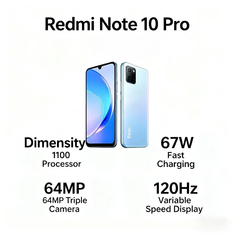 Xiaomi Redmi Note 10 Pro Smartphone 6.6" FHD+ 120Hz Display 64MP Triple Camera 67W Fast Charge 5000mAh Battery Global Version - Imagen 2