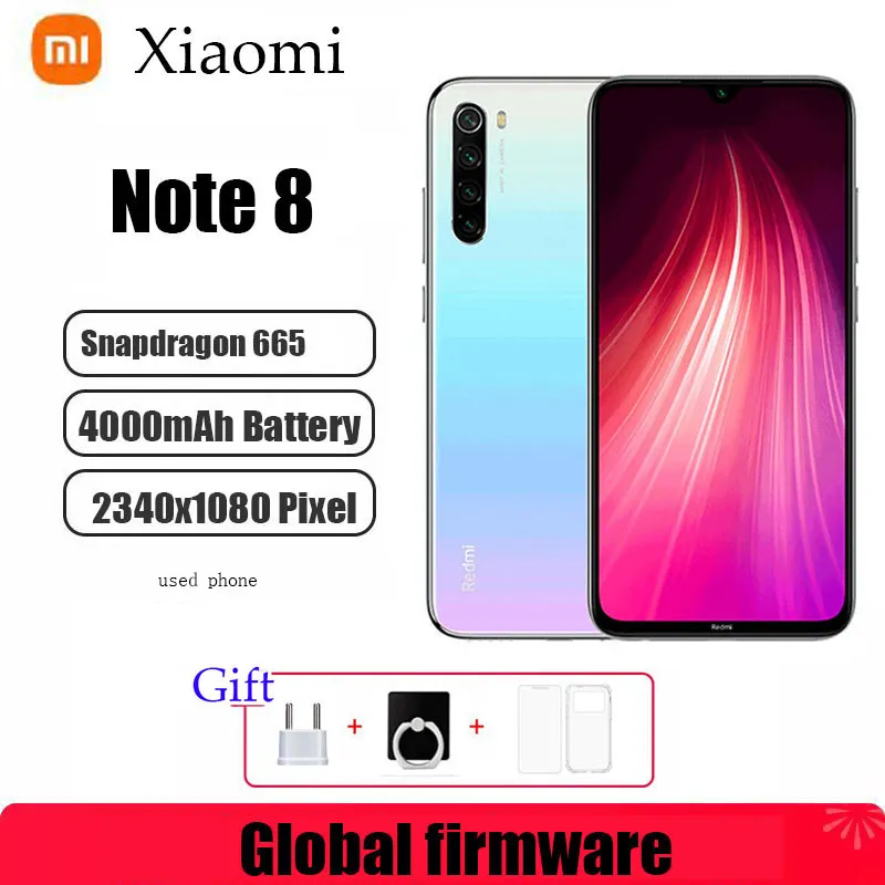 Global Firmware  Xiaomi Redmi Note 8 Smartphone with Phone Case Original Android Phone 4000mAh Battery Quad Cmaera Used phone - Imagen 1